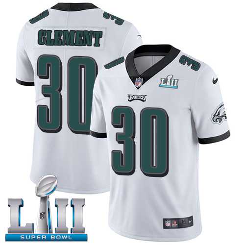 Nike Philadelphia Eagles #30 Corey Clement White Super Bowl LII Men's Stitched NFL Vapor Untouchable Limited Jersey