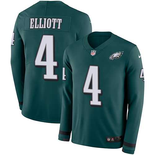 Nike Philadelphia Eagles #4 Jake Elliott Midnight Green Team Color Men's Stitched NFL Limited Therma Long Sleeve Jersey