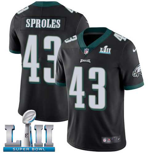 Nike Philadelphia Eagles #43 Darren Sproles Black Alternate Super Bowl LII Men's Stitched NFL Vapor Untouchable Limited Jersey