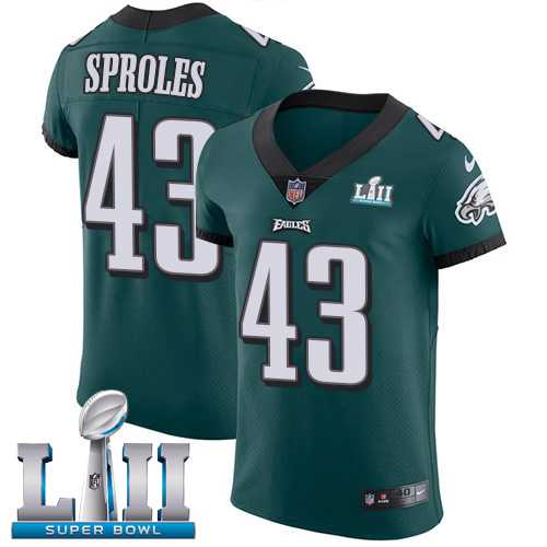 Nike Philadelphia Eagles #43 Darren Sproles Midnight Green Team Color Super Bowl LII Men's Stitched NFL Vapor Untouchable Elite Jersey