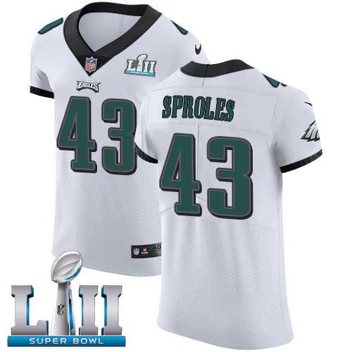 Nike Philadelphia Eagles #43 Darren Sproles White Super Bowl LII Men's Stitched NFL Vapor Untouchable Elite Jersey