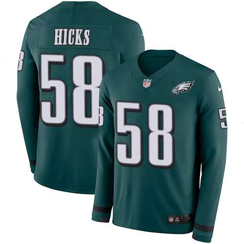 Nike Philadelphia Eagles #58 Jordan Hicks Midnight Green Team Color Men's Stitched NFL Limited Therma Long Sleeve Jersey