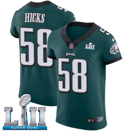 Nike Philadelphia Eagles #58 Jordan Hicks Midnight Green Team Color Super Bowl LII Men's Stitched NFL Vapor Untouchable Elite Jersey