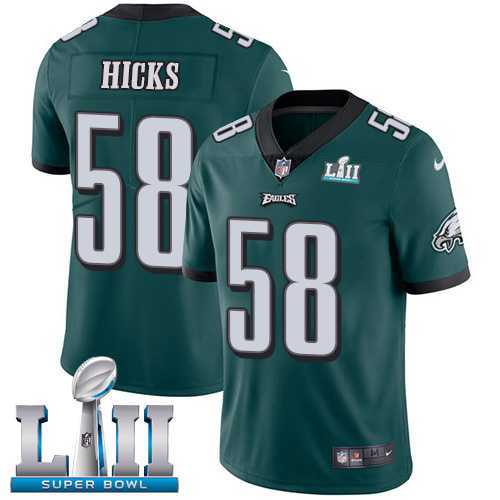 Nike Philadelphia Eagles #58 Jordan Hicks Midnight Green Team Color Super Bowl LII Men's Stitched NFL Vapor Untouchable Limited Jersey