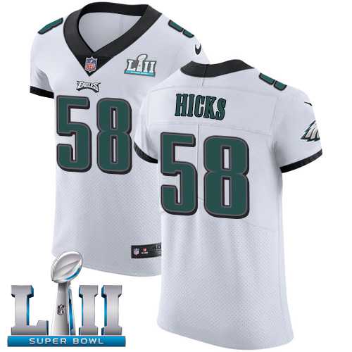 Nike Philadelphia Eagles #58 Jordan Hicks White Super Bowl LII Men's Stitched NFL Vapor Untouchable Elite Jersey