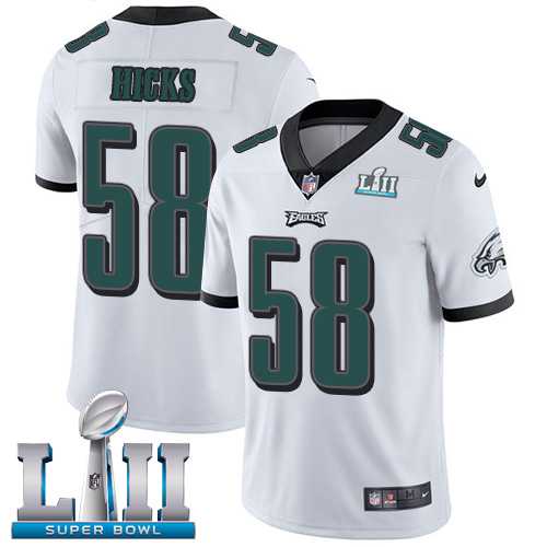 Nike Philadelphia Eagles #58 Jordan Hicks White Super Bowl LII Men's Stitched NFL Vapor Untouchable Limited Jersey