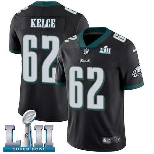Nike Philadelphia Eagles #62 Jason Kelce Black Alternate Super Bowl LII Men's Stitched NFL Vapor Untouchable Limited Jersey