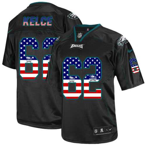 Nike Philadelphia Eagles #62 Jason Kelce Black Men's Stitched NFL Elite USA Flag Fashion Jersey