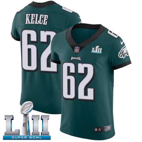 Nike Philadelphia Eagles #62 Jason Kelce Midnight Green Team Color Super Bowl LII Men's Stitched NFL Vapor Untouchable Elite Jersey