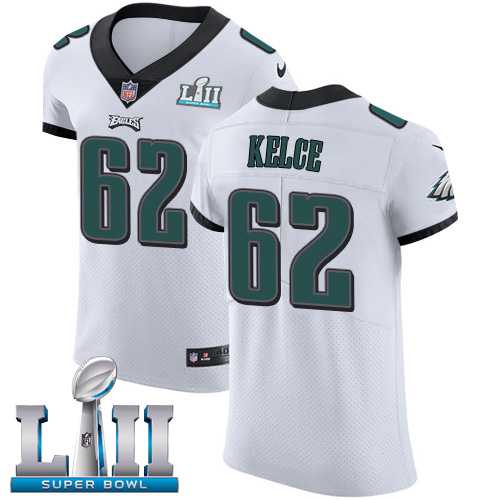 Nike Philadelphia Eagles #62 Jason Kelce White Super Bowl LII Men's Stitched NFL Vapor Untouchable Elite Jersey