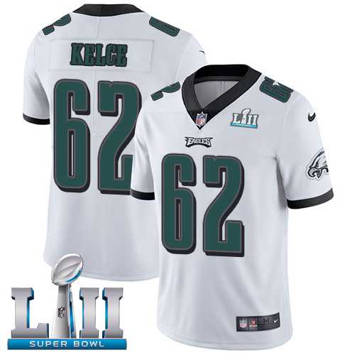 Nike Philadelphia Eagles #62 Jason Kelce White Super Bowl LII Men's Stitched NFL Vapor Untouchable Limited Jersey