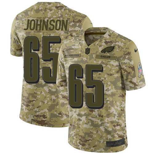 Nike Philadelphia Eagles #65 Lane Johnson Camo Men's Stitched NFL Limited 2018 Salute To Service Jersey