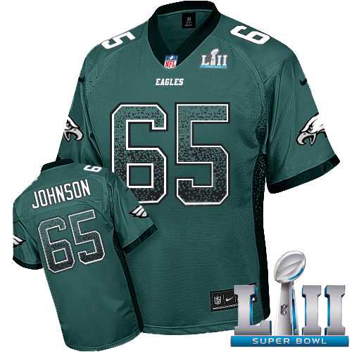 Nike Philadelphia Eagles #65 Lane Johnson Midnight Green Team Color Super Bowl LII Men's Stitched NFL Elite Drift Fashion Jersey