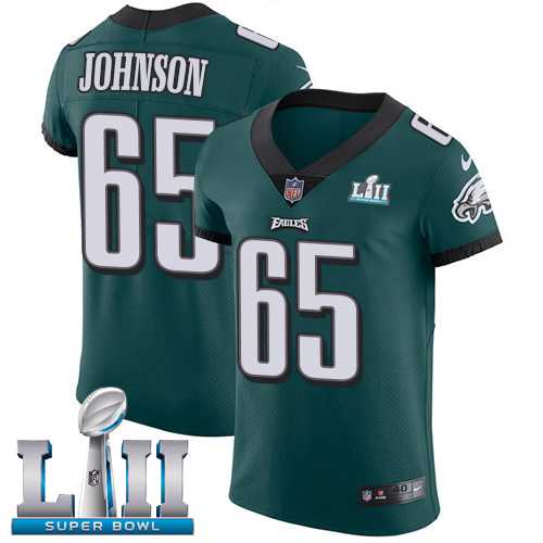 Nike Philadelphia Eagles #65 Lane Johnson Midnight Green Team Color Super Bowl LII Men's Stitched NFL Vapor Untouchable Elite Jersey