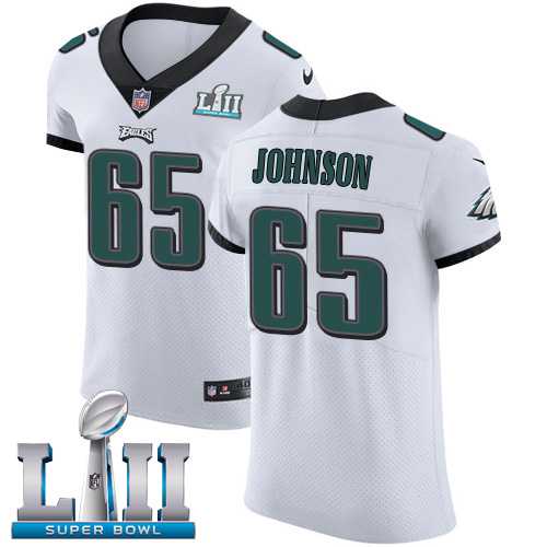 Nike Philadelphia Eagles #65 Lane Johnson White Super Bowl LII Men's Stitched NFL Vapor Untouchable Elite Jersey