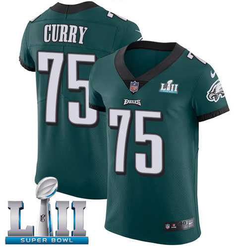 Nike Philadelphia Eagles #75 Vinny Curry Midnight Green Team Color Super Bowl LII Men's Stitched NFL Vapor Untouchable Elite Jersey