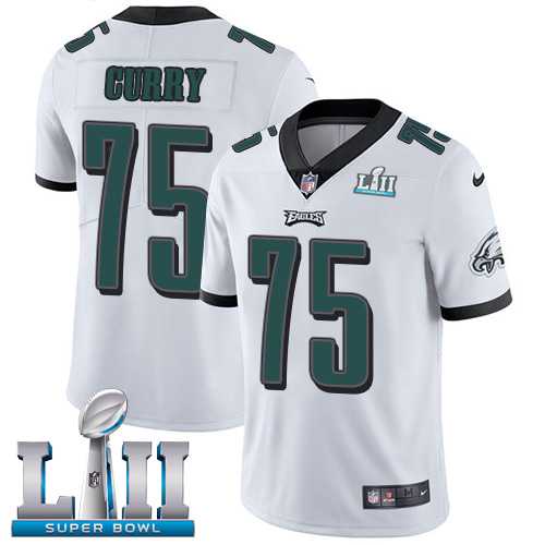 Nike Philadelphia Eagles #75 Vinny Curry White Super Bowl LII Men's Stitched NFL Vapor Untouchable Limited Jersey