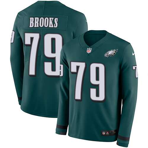 Nike Philadelphia Eagles #79 Brandon Brooks Midnight Green Team Color Men's Stitched NFL Limited Therma Long Sleeve Jersey