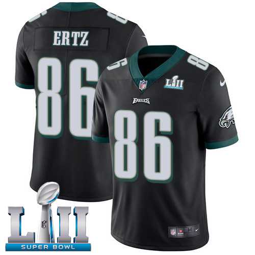 Nike Philadelphia Eagles #86 Zach Ertz Black Alternate Super Bowl LII Men's Stitched NFL Vapor Untouchable Limited Jersey