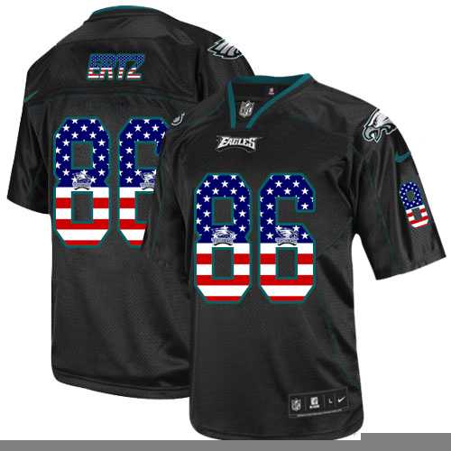Nike Philadelphia Eagles #86 Zach Ertz Black Men's Stitched NFL Elite USA Flag Fashion Jersey