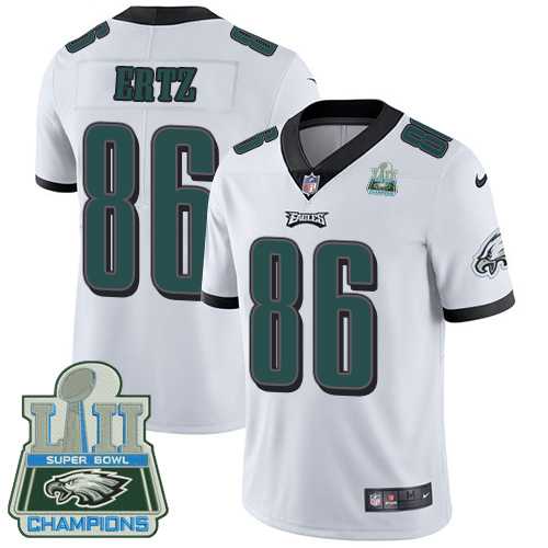 Nike Philadelphia Eagles #86 Zach Ertz White Super Bowl LII Champions Men's Stitched NFL Vapor Untouchable Limited Jersey