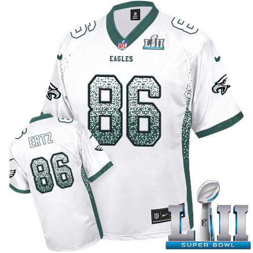 Nike Philadelphia Eagles #86 Zach Ertz White Super Bowl LII Men's Stitched NFL Elite Drift Fashion Jersey