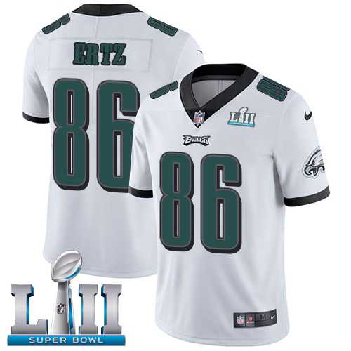 Nike Philadelphia Eagles #86 Zach Ertz White Super Bowl LII Men's Stitched NFL Vapor Untouchable Limited Jersey