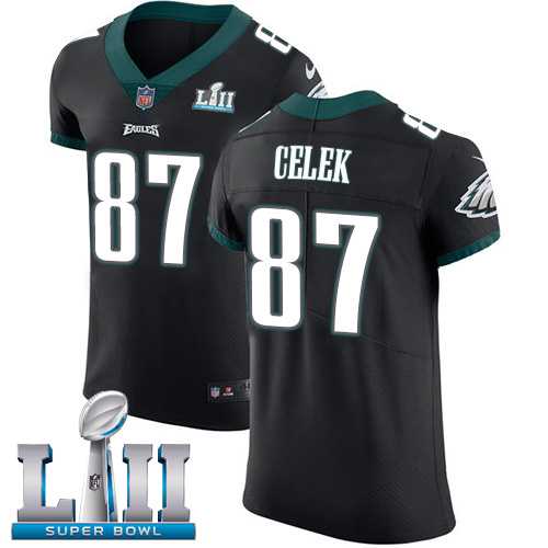 Nike Philadelphia Eagles #87 Brent Celek Black Alternate Super Bowl LII Men's Stitched NFL Vapor Untouchable Elite Jersey