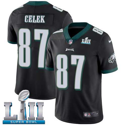 Nike Philadelphia Eagles #87 Brent Celek Black Alternate Super Bowl LII Men's Stitched NFL Vapor Untouchable Limited Jersey