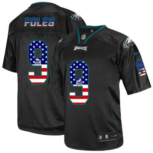 Nike Philadelphia Eagles #9 Nick Foles Black Men's Stitched NFL Elite USA Flag Fashion Jersey