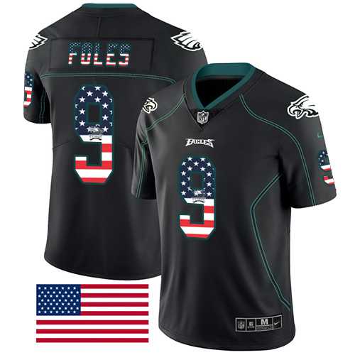 Nike Philadelphia Eagles #9 Nick Foles Black Men's Stitched NFL Limited Rush USA Flag Jersey