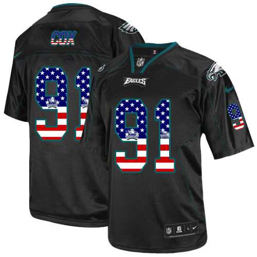 Nike Philadelphia Eagles #91 Fletcher Cox Black Men's Stitched NFL Elite USA Flag Fashion Jersey