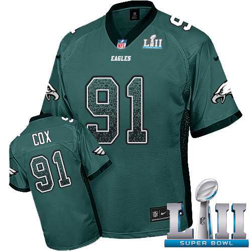 Nike Philadelphia Eagles #91 Fletcher Cox Midnight Green Team Color Super Bowl LII Men's Stitched NFL Elite Drift Fashion Jersey