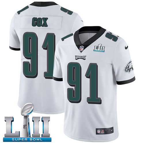 Nike Philadelphia Eagles #91 Fletcher Cox White Super Bowl LII Men's Stitched NFL Vapor Untouchable Limited Jersey