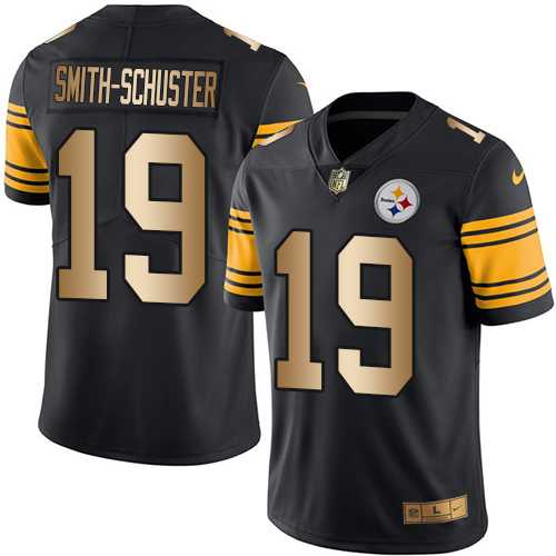 Nike Pittsburgh Steelers #19 JuJu Smith-Schuster Black Men's Stitched NFL Limited Gold Rush Jersey