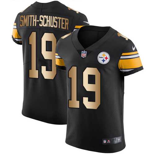 Nike Pittsburgh Steelers #19 JuJu Smith-Schuster Black Team Color Men's Stitched NFL Elite Gold Jersey