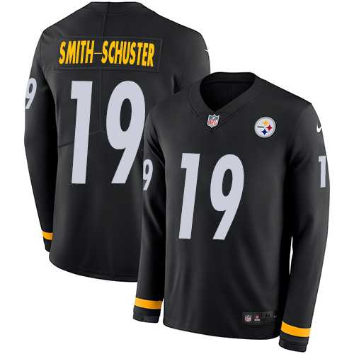 Nike Pittsburgh Steelers #19 JuJu Smith-Schuster Black Team Color Men's Stitched NFL Limited Therma Long Sleeve Jersey