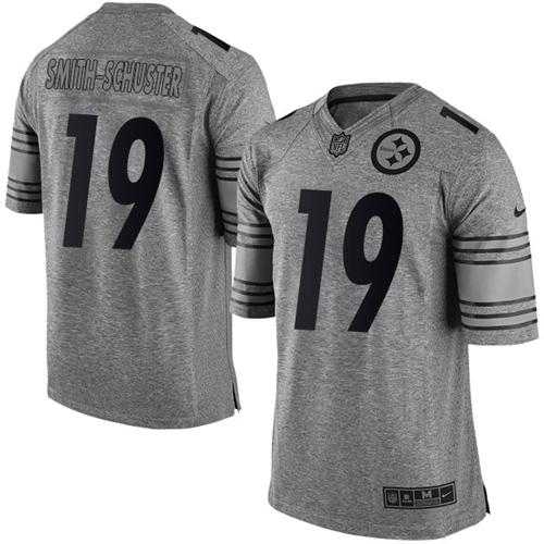 Nike Pittsburgh Steelers #19 JuJu Smith-Schuster Gray Men's Stitched NFL Limited Gridiron Gray Jersey