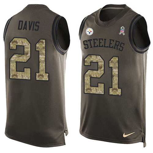 Nike Pittsburgh Steelers #21 Sean Davis Green Men's Stitched NFL Limited Salute To Service Tank Top Jersey