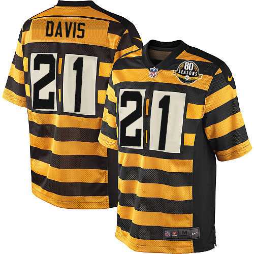Nike Pittsburgh Steelers #21 Sean Davis Yellow Black Alternate Men's Stitched NFL 80TH Throwback Elite Jersey