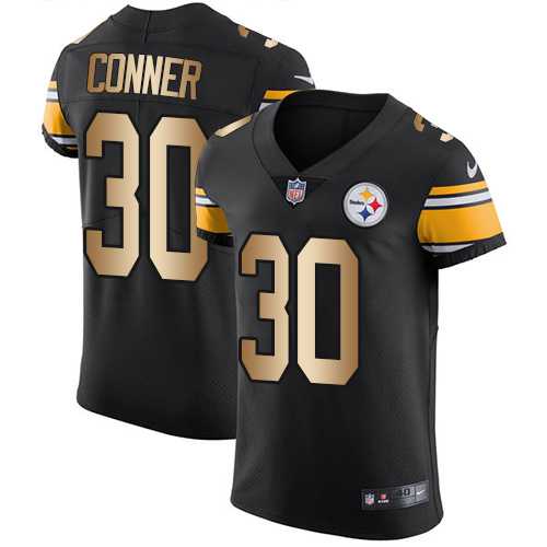 Nike Pittsburgh Steelers #30 James Conner Black Team Color Men's Stitched NFL Elite Gold Jersey