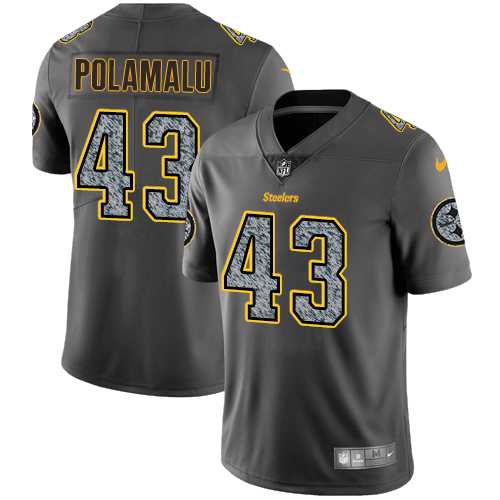 Nike Pittsburgh Steelers #43 Troy Polamalu Gray Static Men's NFL Vapor Untouchable Limited Jersey