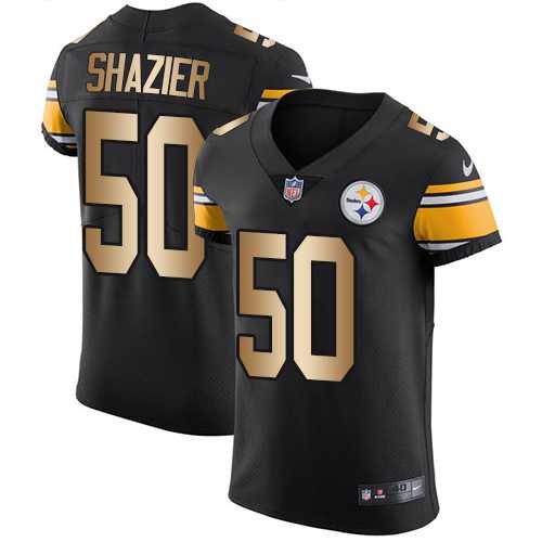 Nike Pittsburgh Steelers #50 Ryan Shazier Black Team Color Men's Stitched NFL Elite Gold Jersey