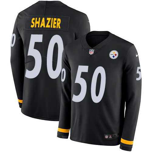 Nike Pittsburgh Steelers #50 Ryan Shazier Black Team Color Men's Stitched NFL Limited Therma Long Sleeve Jersey