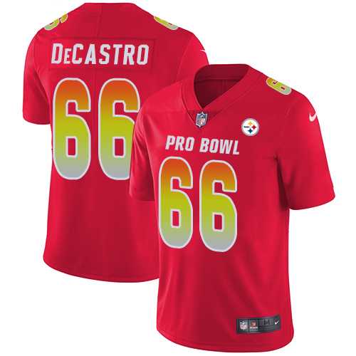 Nike Pittsburgh Steelers #66 David DeCastro Red Men's Stitched NFL Limited AFC 2018 Pro Bowl Jersey