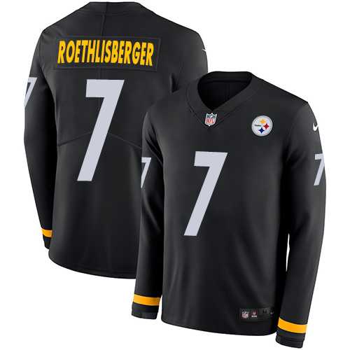 Nike Pittsburgh Steelers #7 Ben Roethlisberger Black Team Color Men's Stitched NFL Limited Therma Long Sleeve Jersey