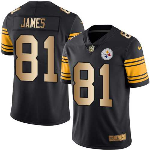 Nike Pittsburgh Steelers #81 Jesse James Black Men's Stitched NFL Limited Gold Rush Jersey