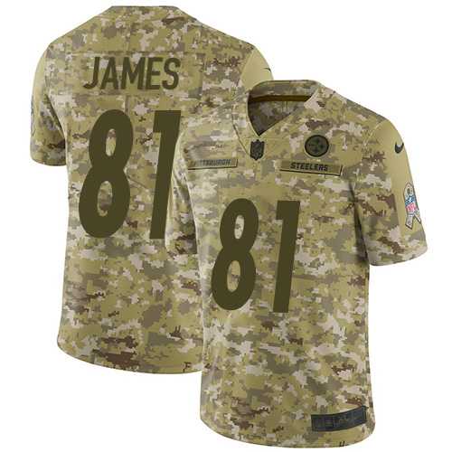 Nike Pittsburgh Steelers #81 Jesse James Camo Men's Stitched NFL Limited 2018 Salute To Service Jersey