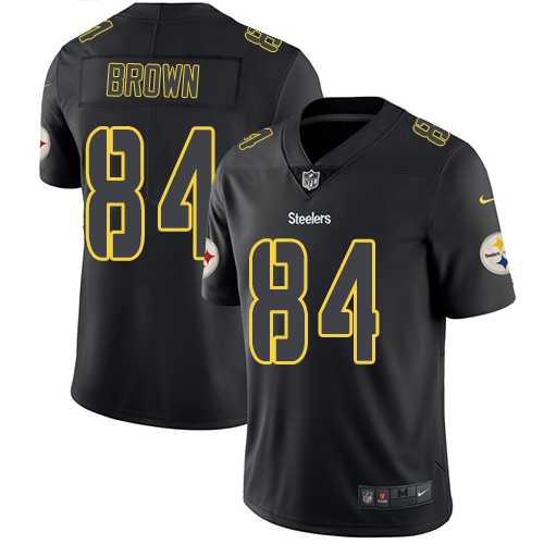 Nike Pittsburgh Steelers #84 Antonio Brown Black Men's Stitched NFL Limited Rush Impact Jersey