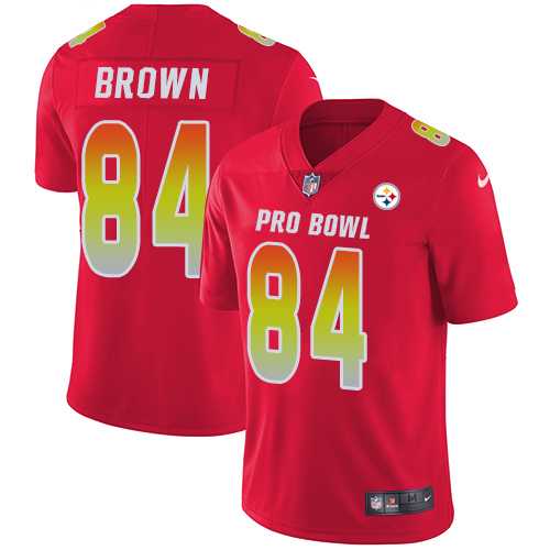 Nike Pittsburgh Steelers #84 Antonio Brown Red Men's Stitched NFL Limited AFC 2018 Pro Bowl Jersey